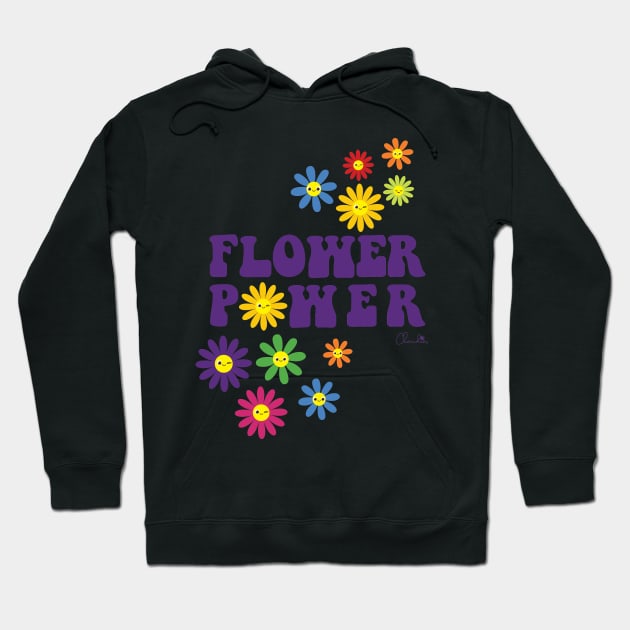 Sticker Style Flower Power Multi Color Happy Face Daisies Hoodie by ClaudiaFlores